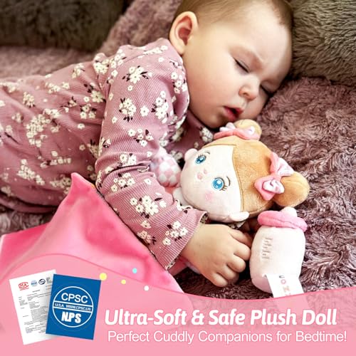 OUOZZZ Soft Baby Doll for 1+ Year Old Girl Gifts - Toys for 1+ Year Old Birthday Christmas Plush Gift for Toddler Adorable First Doll Tulip Pink 10" - Image 3