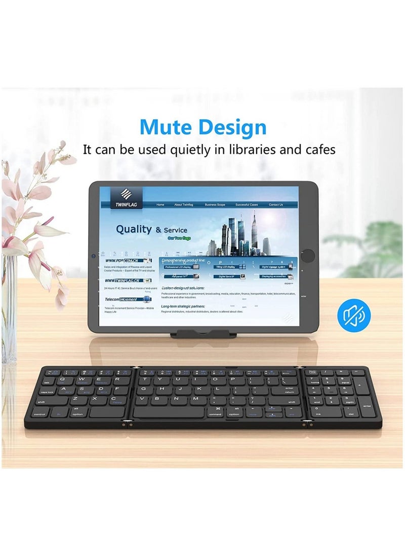 ELTRAZONE Foldable Bluetooth Keyboard Folding Wireless Portable Keyboard with Numeric Keypad, USB-C Rechargeable for iOS Android Windows System Laptop Tablet Smartphone Device - Image 4