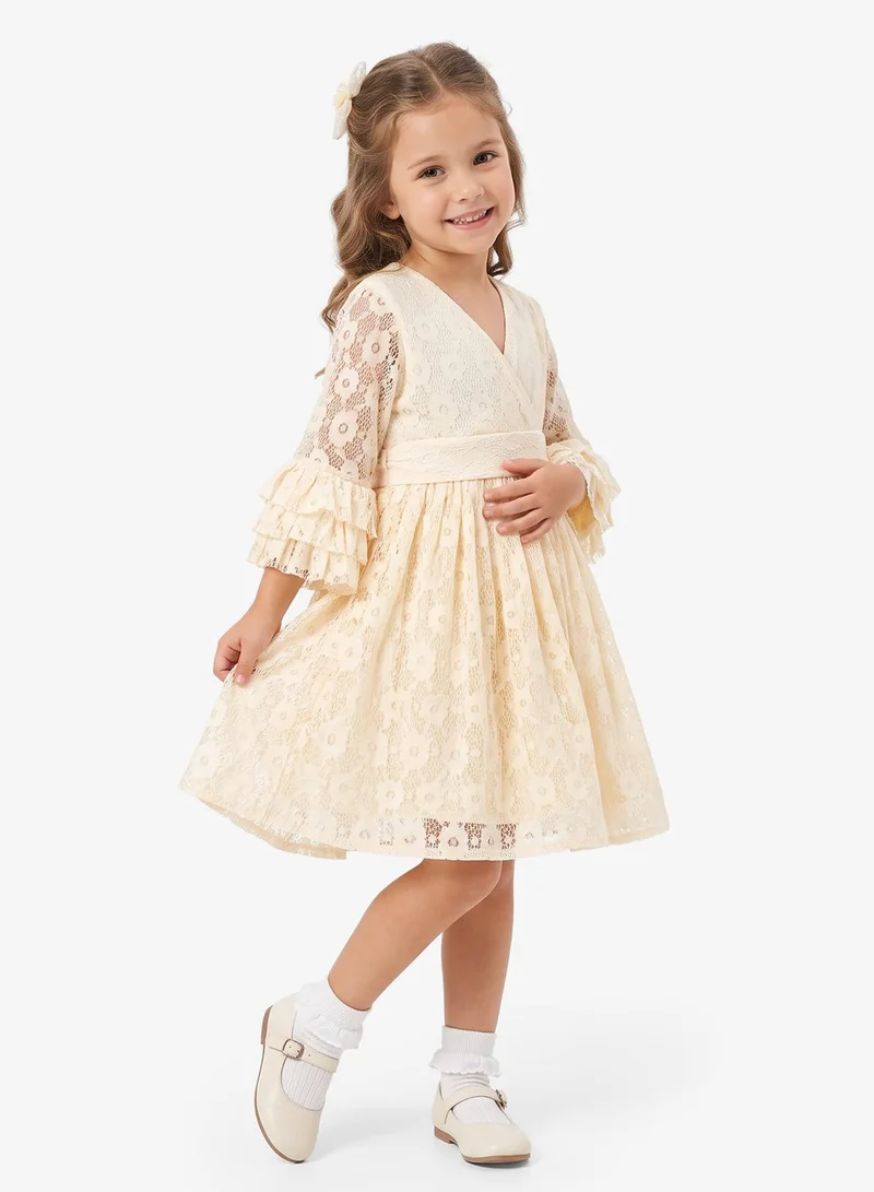 Little Golden Apple Little Ruffle Sleeve Dress