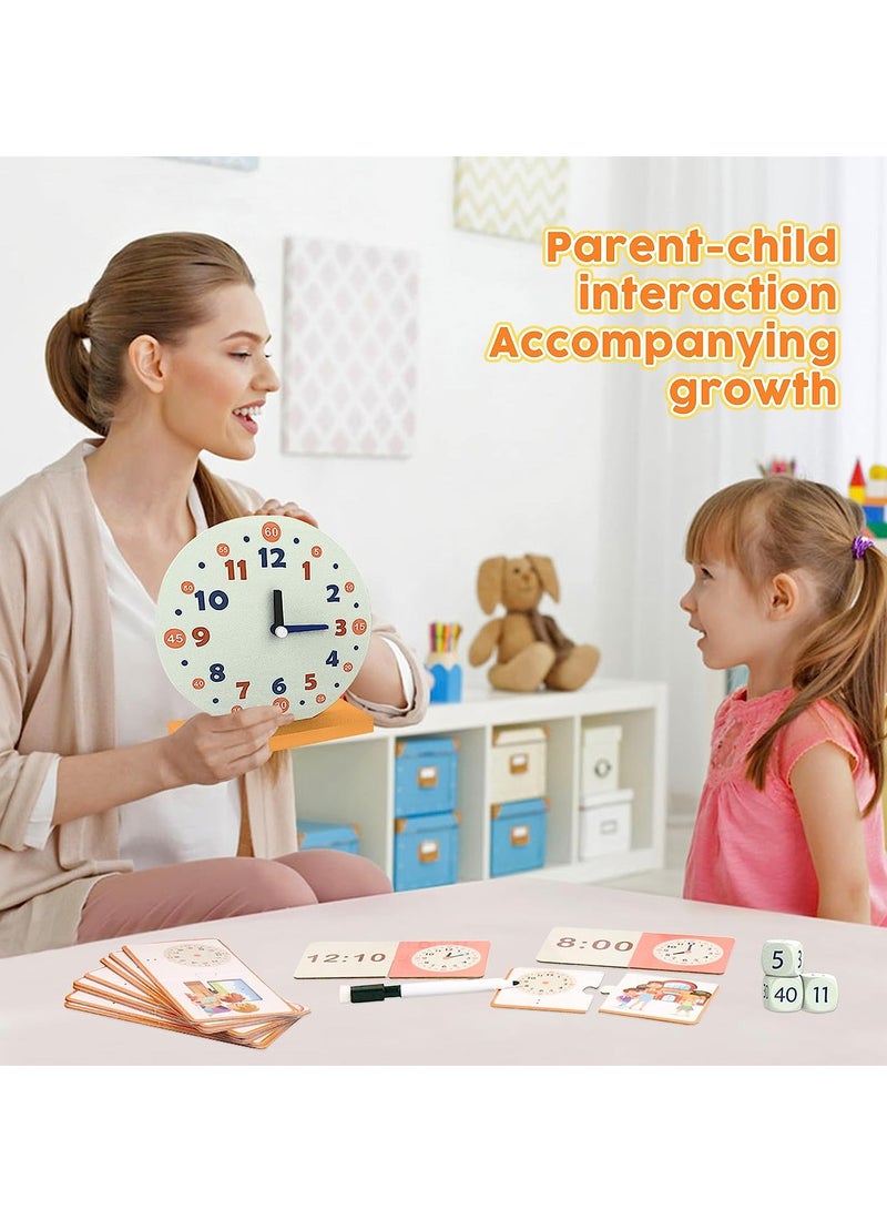 SYOSI Wooden Toys for Learning Clock Game Set, Learning Clocks for Kids, Educational Resource for Clocks and Time Teaching Aids, Homeschool Supplies-Telling Time Teaching Clock for Kids Ages 3+  - Image 4