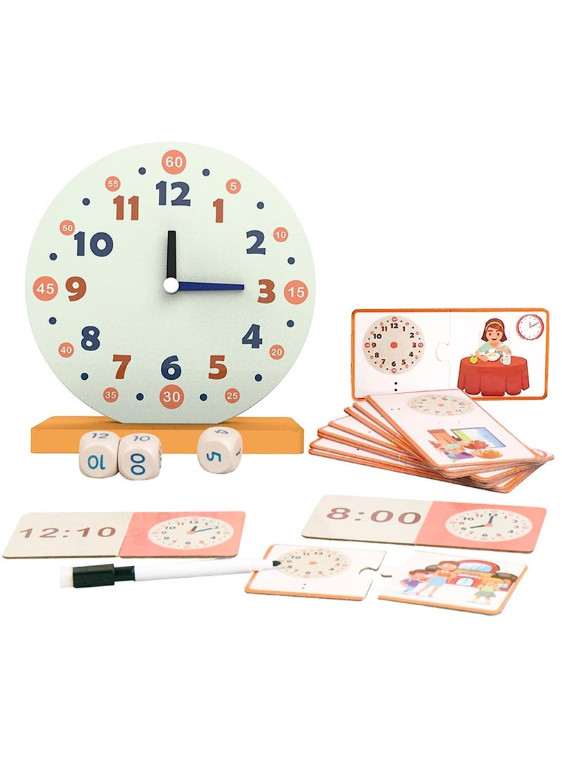 SYOSI Wooden Toys for Learning Clock Game Set, Learning Clocks for Kids, Educational Resource for Clocks and Time Teaching Aids, Homeschool Supplies-Telling Time Teaching Clock for Kids Ages 3+  - Image 1
