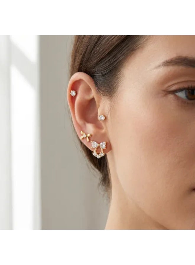 MTZ 3 Pairs Cubic Zirconia Stud Earrings Set for Women, Hypoallergenic Gold Plated Crystal Earrings, Dainty CZ Diamond Studs in Various Sizes, Sensitive Ear Friendly Jewelry Gift Box - Image 5