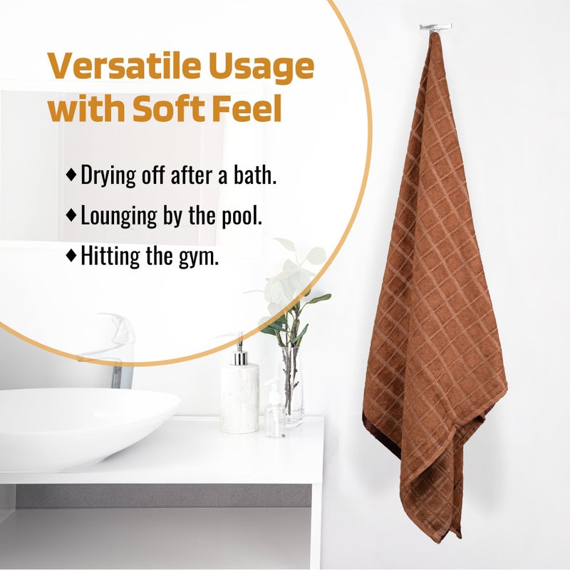Kuber Industries Kuber Industries Super Absorbent Bath Towel | 450 GSM Travel, Gym & Swimming Bathing Towel For Men & Women | 30x60 Inch | Embroidery Silky Velvet Towel-Brown  - Image 4
