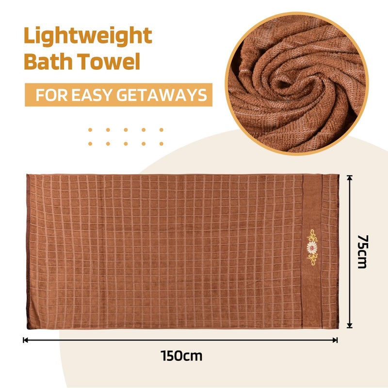 Kuber Industries Kuber Industries Super Absorbent Bath Towel | 450 GSM Travel, Gym & Swimming Bathing Towel For Men & Women | 30x60 Inch | Embroidery Silky Velvet Towel-Brown  - Image 3