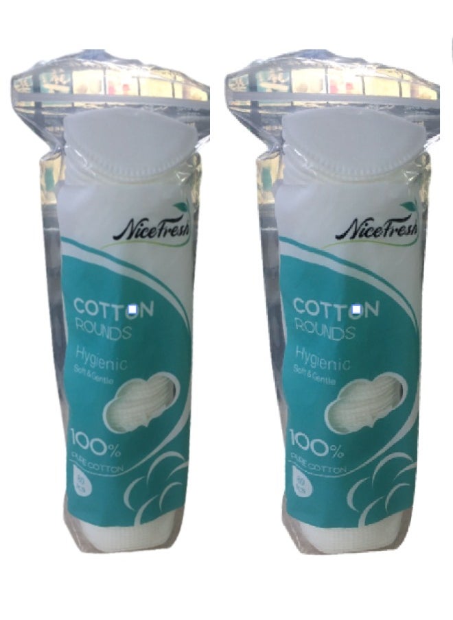 Nice Fresh - NiceFresh  Cotton Round Pads Hygienic Soft & Gentle 100 % Pure Cotton  80 Pcs  Pack of 2 - Image 1