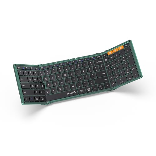 ProtoArc Foldable Bluetooth Keyboard, XK01 Folding Wireless Portable Keyboard with Number Pad, Full-Size Travel Keyboards for Windows iOS Android Tablet Smartphone Laptop PC - Dark Green - Image 1