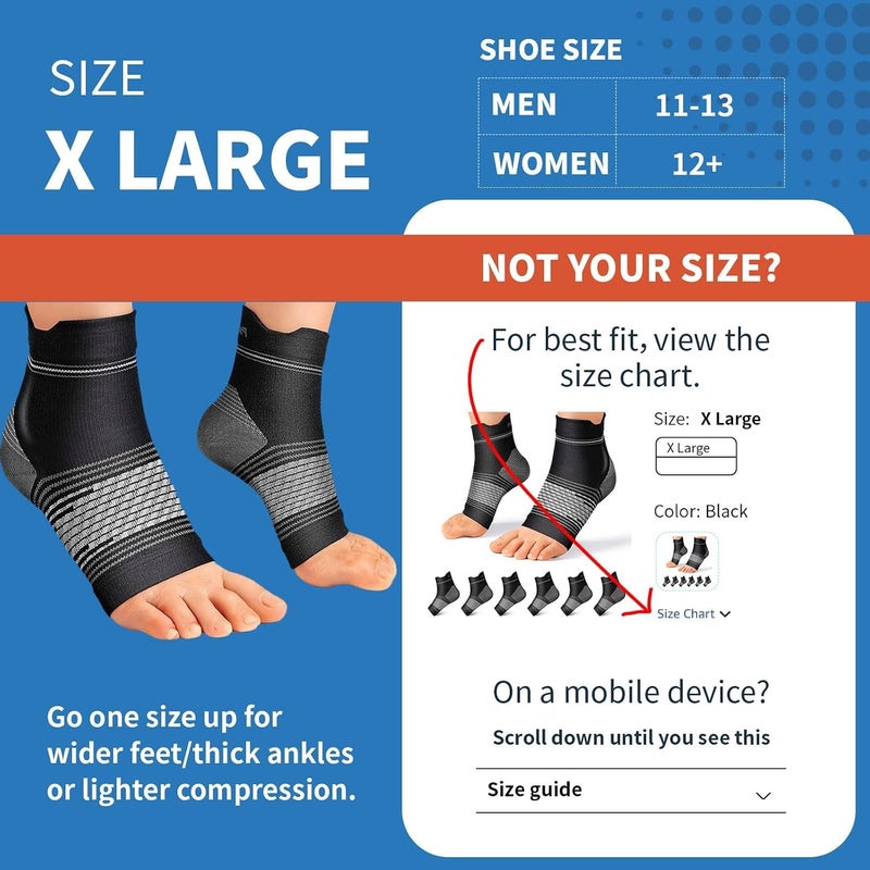 PAPLUS Plantar Fasciitis Sock (6 Pairs) for Men and Women, Compression Foot Sleeves with Arch and Ankle Support (Black, Nude, Navy, X-Large) - Image 3