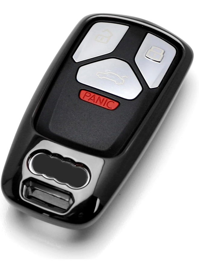 iJDMTOY Chrome Finish Black TPU Key Fob Protective Cover Case Compatible with Audi 2017-up A4 A5 Q7, 2016-up Audi TT 3-Button Smart Key - Image 5