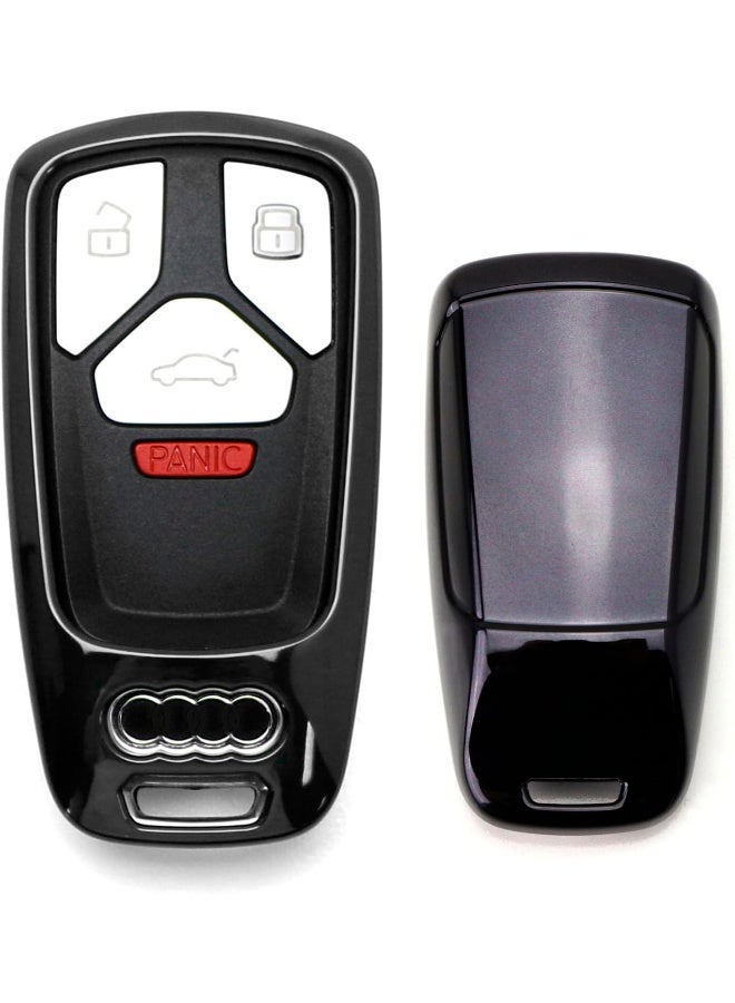 iJDMTOY Chrome Finish Black TPU Key Fob Protective Cover Case Compatible with Audi 2017-up A4 A5 Q7, 2016-up Audi TT 3-Button Smart Key - Image 1
