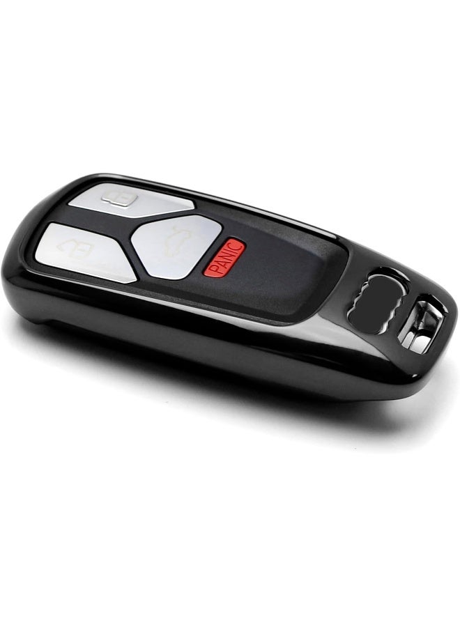 iJDMTOY Chrome Finish Black TPU Key Fob Protective Cover Case Compatible with Audi 2017-up A4 A5 Q7, 2016-up Audi TT 3-Button Smart Key - Image 4