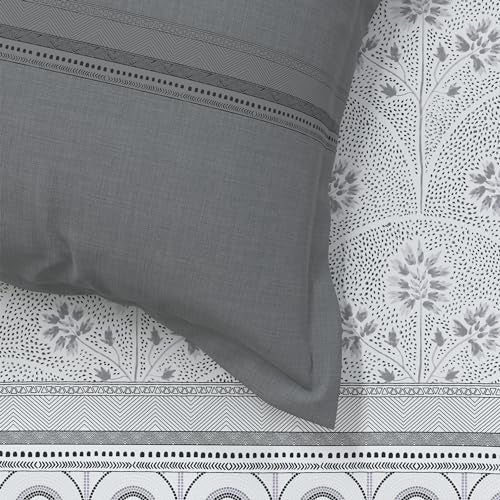 mytrident bedsheet for Double Bed, Home Essential Salt & Pepper Printed bedsheet King Size Bed Cotton, 144 TC 100% Cotton Bedsheet with 2 Pillow Covers - Ebony - Image 5