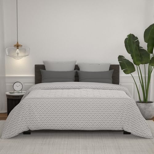 mytrident bedsheet for Double Bed, Home Essential Salt & Pepper Printed bedsheet King Size Bed Cotton, 144 TC 100% Cotton Bedsheet with 2 Pillow Covers - Ebony - Image 1