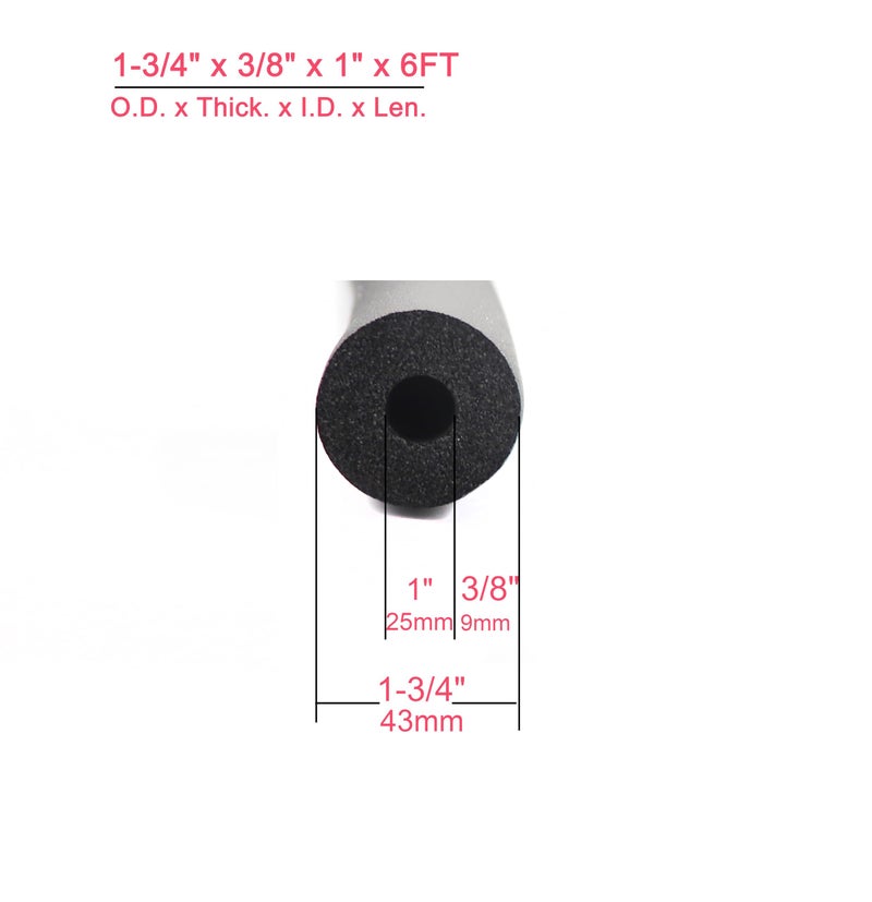 Cseao Pipe Insulation Foam Tube (3/8"" X 1"" X 6Ft) 1"" Id Pipe Insulation Foam Tube Ac Uint Foam Tubing  Guitar Stand Foam Tube  Hollow Pipe Cover Exercise Machine Handle Protector And Roof Rack - Image 2