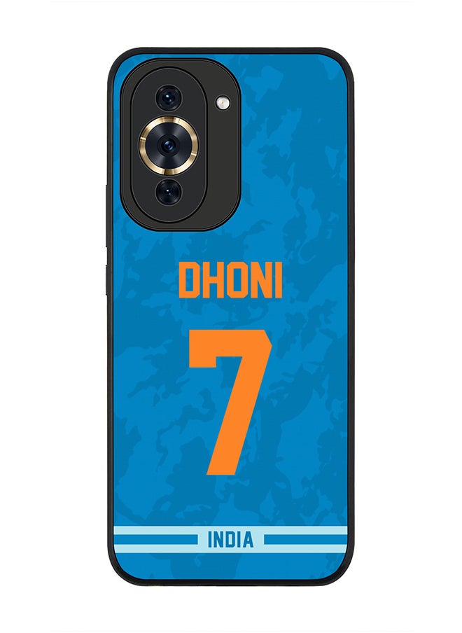 Stylizedd - Rugged Black Edge Case for Huawei nova 10 Pro, Slim fit Soft Case Flexible Rubber Edges Thin Cover - Player Name - MS Dhoni, Jersey Number- 7 - Image 1