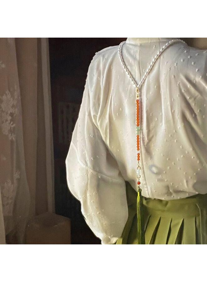Ancient Style Hanfu Super Long Tassel Soft Lotus Daily Retro All-match Ming Necklace Collar Lotus Lotus Lotus Accessories 