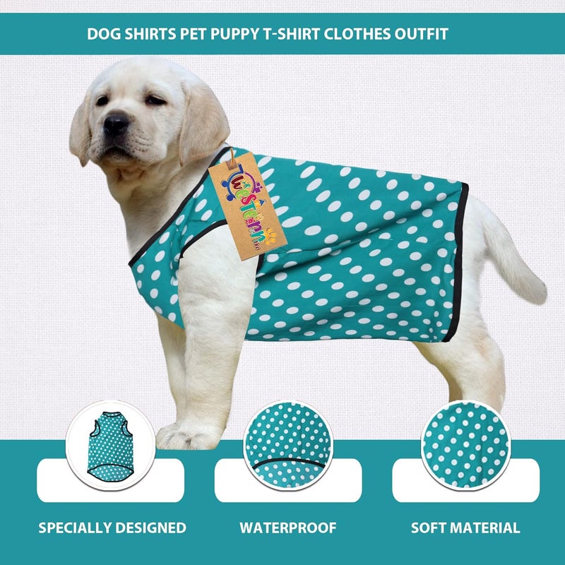 Western Era Funky Soft Cotton Dog T-Shirt | Comfortable & Breathable Dog Clothing | Sleeveless Vest Puppy Outfit |(Polka Sky Blue) (XLarge - 24inches) - Image 3