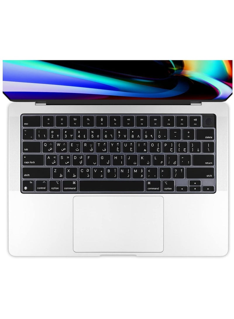 AMM US Version Arabic keyboard Silicone Keyboard Cover for MacBook Pro 14in 16in with M1 Pro Chip  2021Protect Your Keyboard with A2485/A2442 Cover Black - Image 2