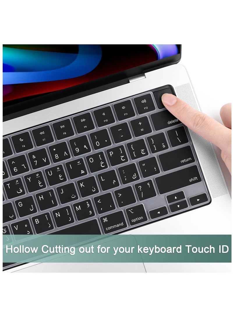 AMM US Version Arabic keyboard Silicone Keyboard Cover for MacBook Pro 14in 16in with M1 Pro Chip  2021Protect Your Keyboard with A2485/A2442 Cover Black - Image 5