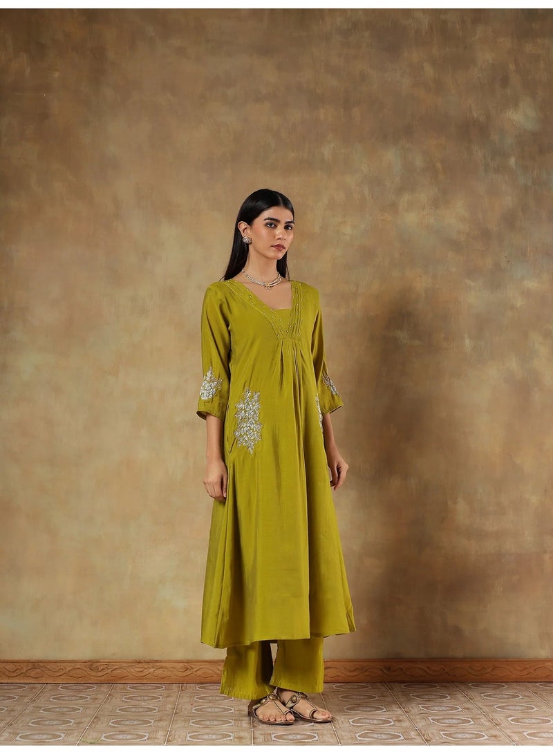 PRIYA’S PANACHE Anarkali Embroidered Mul Chanderi Kurta Set for Women with Dupatta & Pants | Ethnic Wear | Anarkali Salwar Suit | Festive, Wedding & Party Wear - Image 3