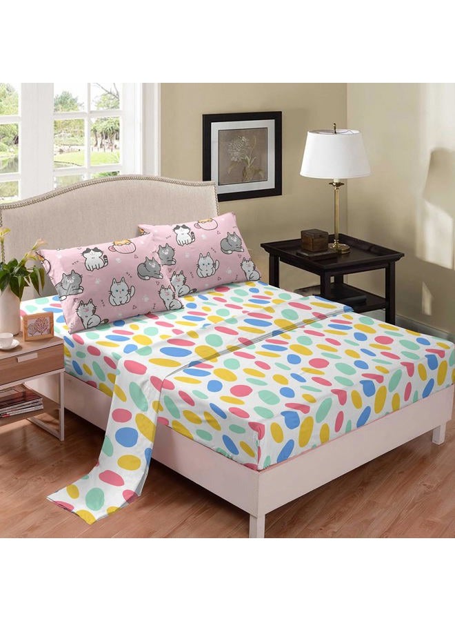BODHI Girls Cats Bedding Sets Twin,Twin Bedding Sets for Girls Super Soft Microfiber All Season Kids Cats Comforter Twin - Image 4