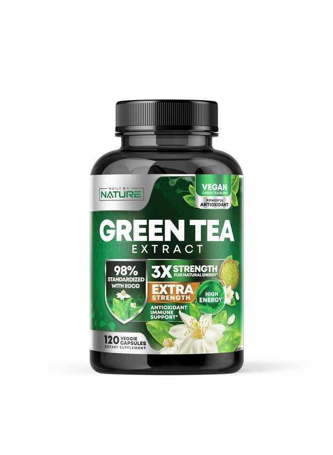Built By Nature Green Tea Extract Pills - Powerful Antioxidant Supplement - 98% Standardized EGCG 1000mg for Natural Energy with Polyphenols - Gentle Caffeine - 120 Capsules - Image 1