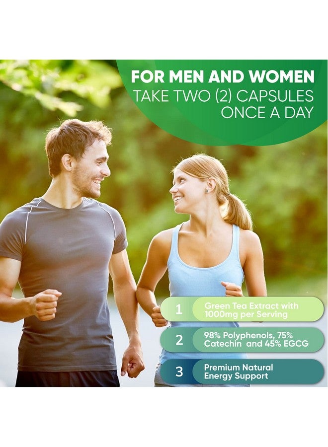 Built By Nature Green Tea Extract Pills - Powerful Antioxidant Supplement - 98% Standardized EGCG 1000mg for Natural Energy with Polyphenols - Gentle Caffeine - 120 Capsules - Image 4