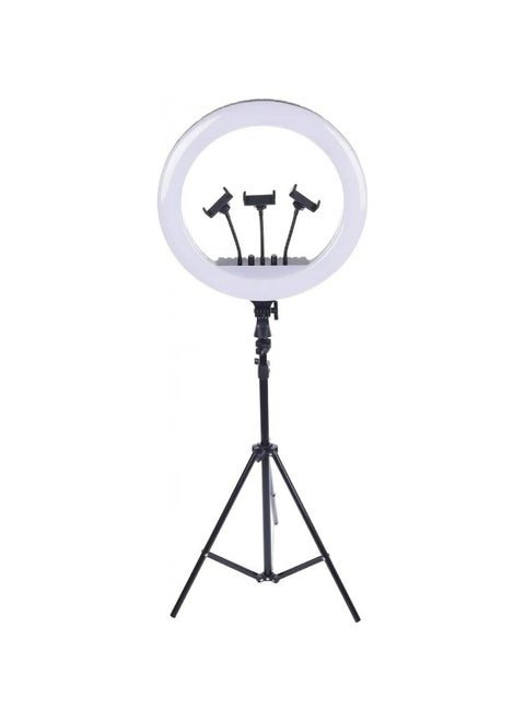 MF-36  Model Ring Light with Large Aperture and AR Light with Multiple Modes - 360° Rotation - Holds Three Phones - White and Yellow Lighting