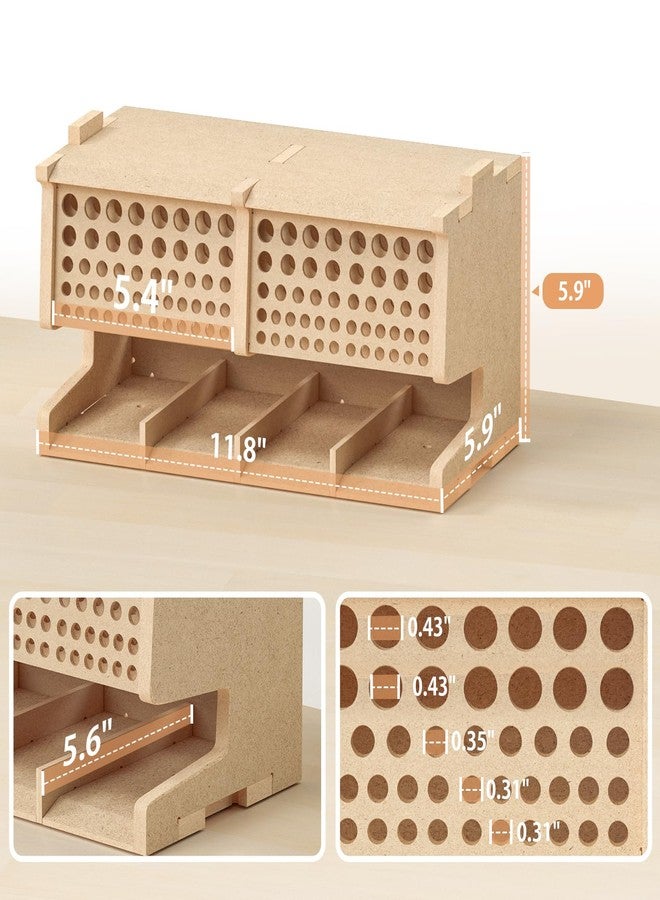 Bucasso Wooden Model Kit Tool Storage Rack with 60 Holes, Brush/Paint Organizer with MDF Material, Craft Supplies Storage, Brush/Tool Holder, Suitable for Tamiya/Gundam Tools, GK6 - Image 3
