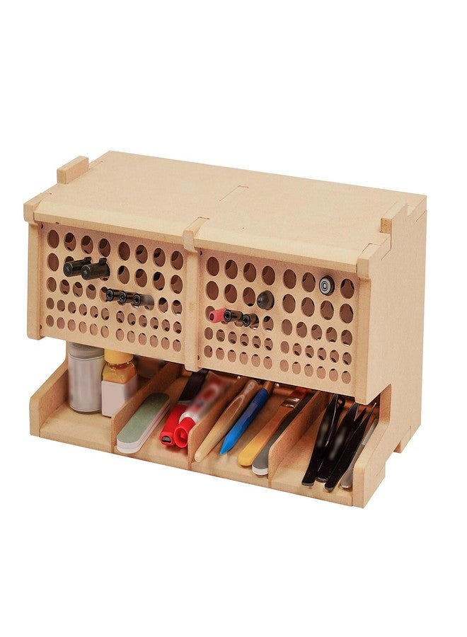 Bucasso Wooden Model Kit Tool Storage Rack with 60 Holes, Brush/Paint Organizer with MDF Material, Craft Supplies Storage, Brush/Tool Holder, Suitable for Tamiya/Gundam Tools, GK6 - Image 1
