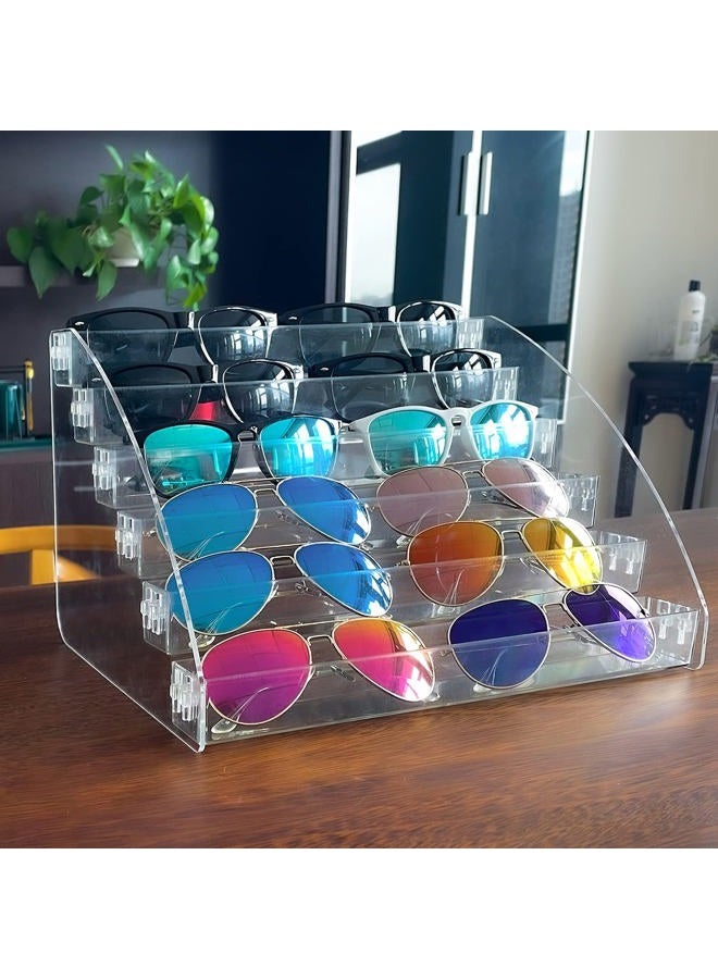 MineSign Sunglasses Organizer Clear Eyeglasses Display Case Sticker Display Tray For Glasses Tabletop Holder Stand (6 layer) - Image 1