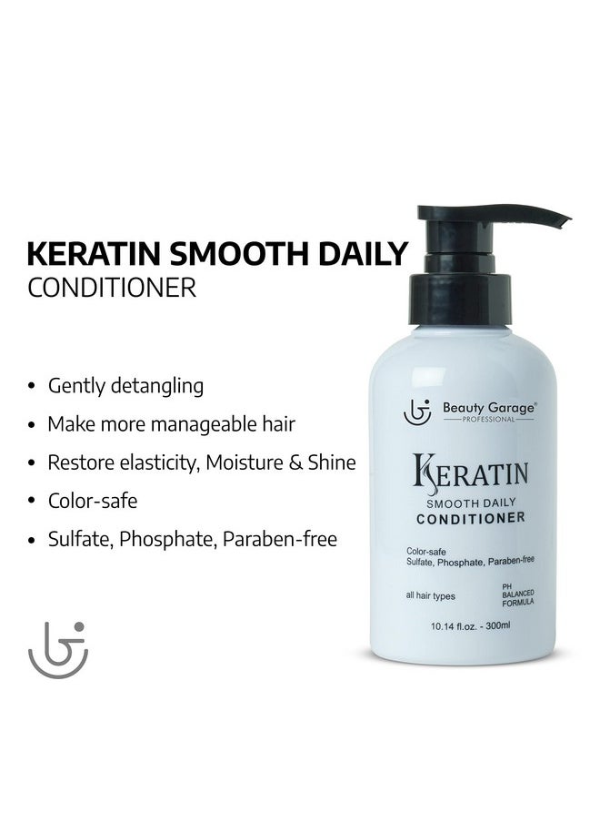Beauty Garage Keratin Sulfate Free Moisturizing Smooth Daily Conditioner 300Ml Frizz Control Perfect Smooth And Shine To Maintain Your Straight Hair  - Image 3