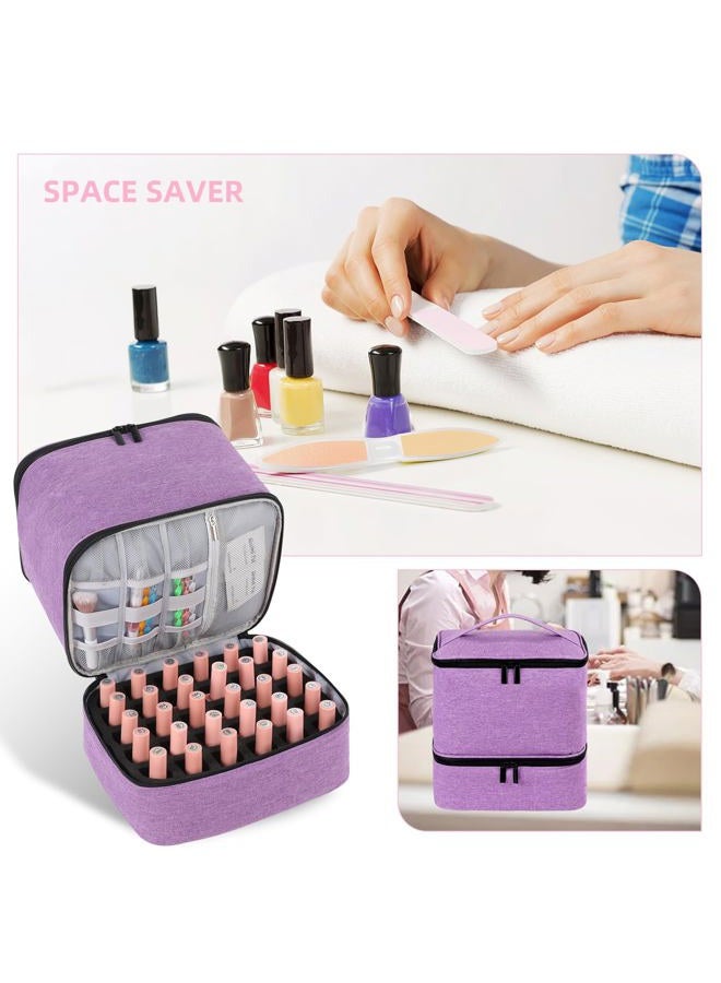 KGMCARE Travel Nail Polish Organizer, Holds 30 Bottles (15ml), Double-layer Nail Polish Carrying Case, Large Capacity Portable Storage Bag for Nail Varnish and Manicure Set - Image 3