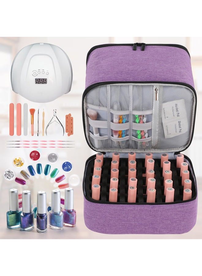 KGMCARE Travel Nail Polish Organizer, Holds 30 Bottles (15ml), Double-layer Nail Polish Carrying Case, Large Capacity Portable Storage Bag for Nail Varnish and Manicure Set - Image 5