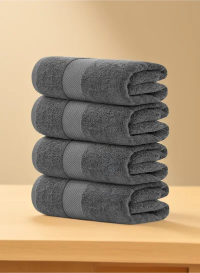 1Chase Luxury Grey Bath Towels – Set of 4 Large Towels (70x140 cm) | 600 GSM, 100% Cotton, Ultra-Soft, Highly Absorbent & Quick-Dry Spa Quality