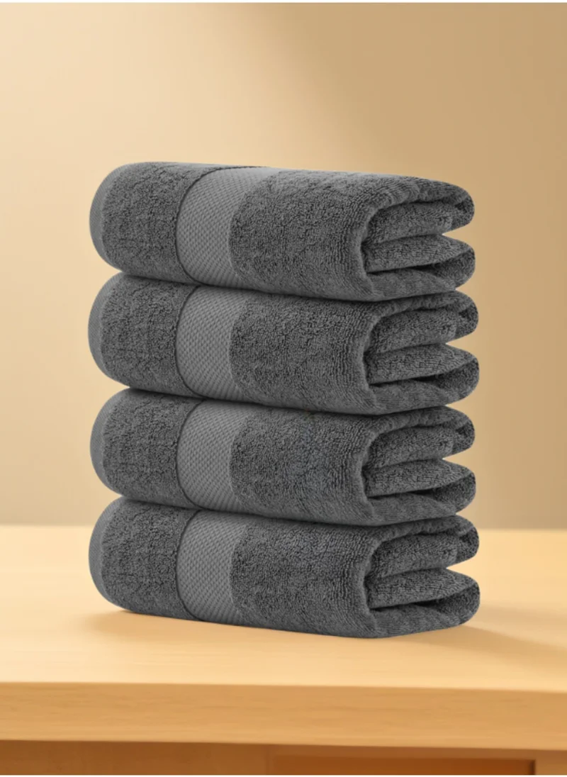 1Chase Luxury Grey Bath Towels – Set of 4 Large Towels (70x140 cm) | 600 GSM, 100% Cotton, Ultra-Soft, Highly Absorbent & Quick-Dry Spa Quality