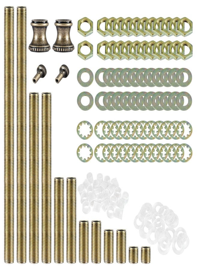 GooChan Lamp Repair Hardware Assortment,All Thread Pipe Lamp Rod,Includes Lamp,Coupling Pipe Connectors,Switch Knobs,Washers & Lock Nuts (Bronze Color/Including 12 Inch Lamp Rod Kit, 136) - Image 1