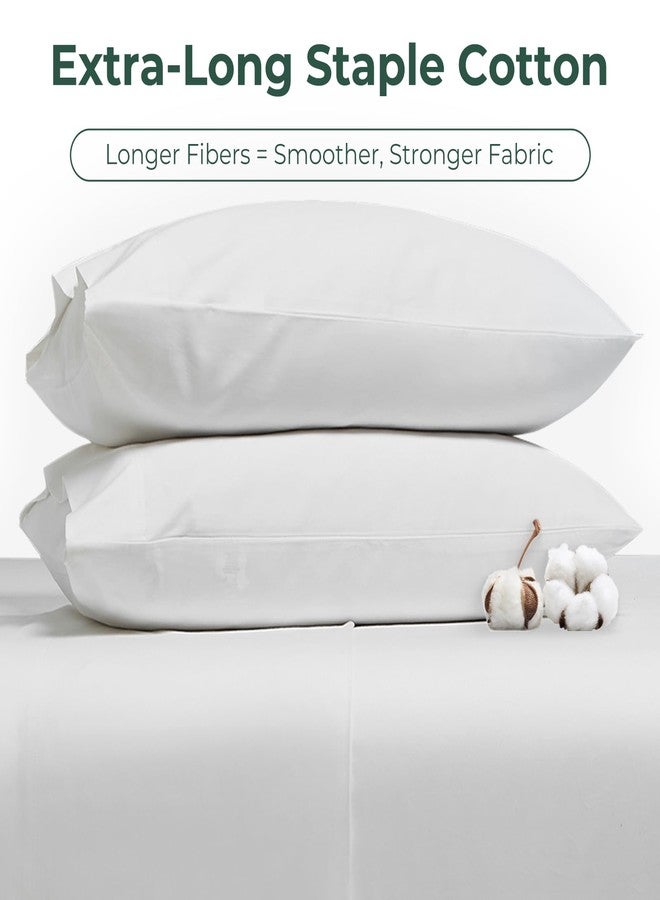 HYPREST 100% Egyptian Cotton Sheets King - 19 Inch King Sheets Deep Pocket,1200 Thread Count Long Staple Cotton, Premium Sateen Weave Luxury Silky Soft Durable Bed Sheets White - Image 4