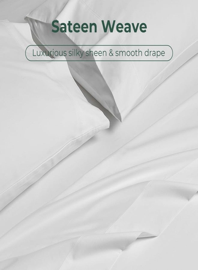 HYPREST 100% Egyptian Cotton Sheets King - 19 Inch King Sheets Deep Pocket,1200 Thread Count Long Staple Cotton, Premium Sateen Weave Luxury Silky Soft Durable Bed Sheets White - Image 5