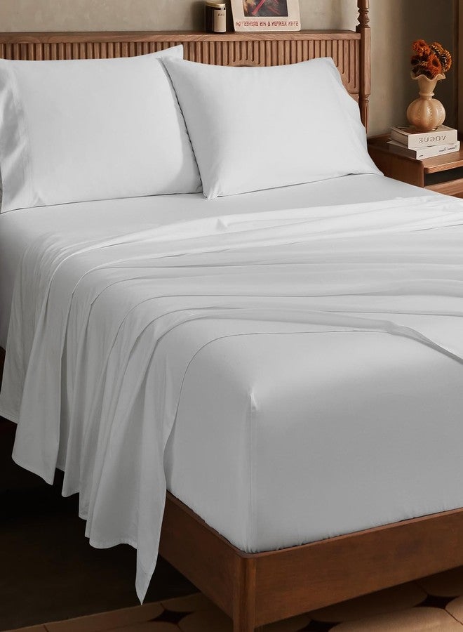 HYPREST 100% Egyptian Cotton Sheets King - 19 Inch King Sheets Deep Pocket,1200 Thread Count Long Staple Cotton, Premium Sateen Weave Luxury Silky Soft Durable Bed Sheets White - Image 2