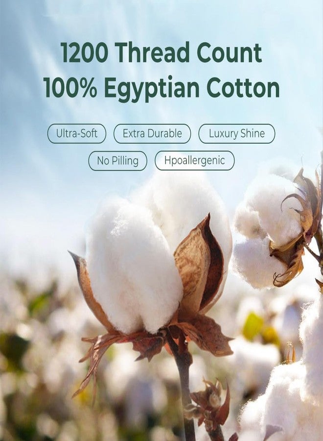 HYPREST 100% Egyptian Cotton Sheets King - 19 Inch King Sheets Deep Pocket,1200 Thread Count Long Staple Cotton, Premium Sateen Weave Luxury Silky Soft Durable Bed Sheets White - Image 3