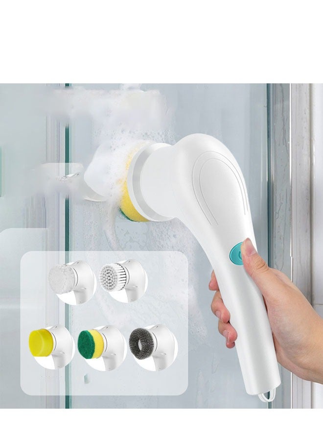 Bukela Rechargeable Electric Spin Scrubber, Portable Handheld Cleaning Brush with 5 Replaceable Brush Heads, Cordless Cleaning Brush for Bathroom, Kitchen, Dish, Milk bottle, Tile, Glass - Image 2