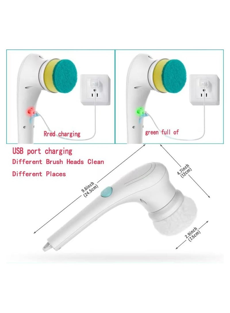 Bukela Rechargeable Electric Spin Scrubber, Portable Handheld Cleaning Brush with 5 Replaceable Brush Heads, Cordless Cleaning Brush for Bathroom, Kitchen, Dish, Milk bottle, Tile, Glass - Image 3