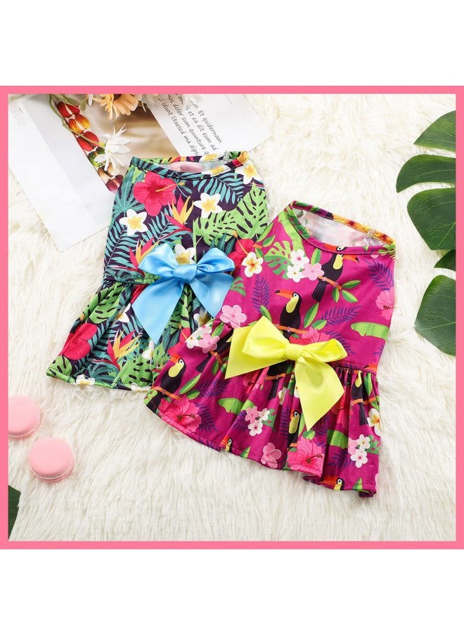 LEIFIDE - 8 Pcs Summer Themed Hawaii Dog Dresses Holiday Flamingo Fruit Floral Pattern Pet Skirts Hawaii Puppy Princess Dresses Outfits Bowknot for Girl Dogs Cats Beach(Medium) - Image 1
