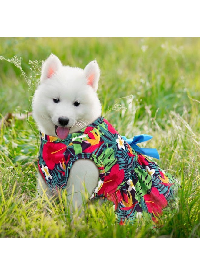LEIFIDE - 8 Pcs Summer Themed Hawaii Dog Dresses Holiday Flamingo Fruit Floral Pattern Pet Skirts Hawaii Puppy Princess Dresses Outfits Bowknot for Girl Dogs Cats Beach(Medium) - Image 1