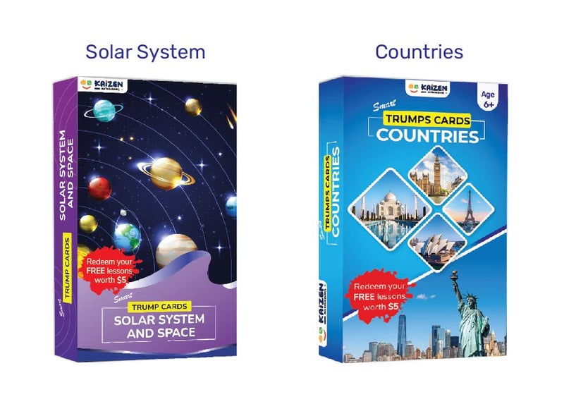 Kaizen MicroLessons Trump Card Game for Age 6-13. Learn While Playing. (Trumps: SolarCountry) - Image 1