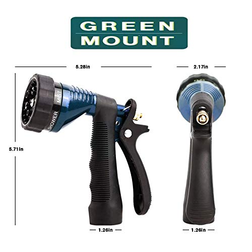GREEN MOUNT Water Hose Nozzle Spray Nozzle, Metal Garden Hose Nozzle with Adjustable Spray Patterns - Image 2