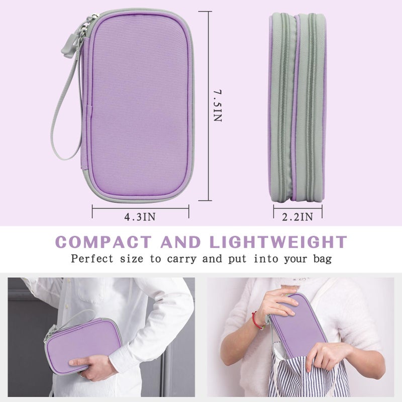 FYY Electronic Organizer, Travel Cable Organizer Bag Pouch Electronic Accessories Carry Case Portable Waterproof Double Layers All-in-One Storage Bag for Cable, Cord, Charger, Phone,-Light Purple - Image 2