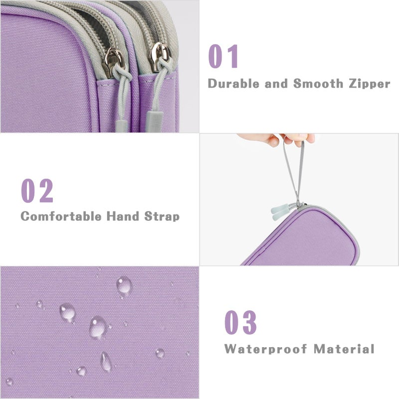 FYY Electronic Organizer, Travel Cable Organizer Bag Pouch Electronic Accessories Carry Case Portable Waterproof Double Layers All-in-One Storage Bag for Cable, Cord, Charger, Phone,-Light Purple - Image 4