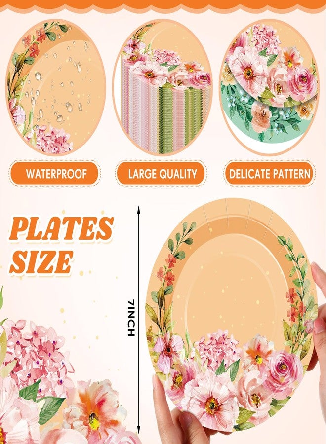 Suttmin 80 Pcs 7 Inch Floral Paper Plates Spring Flower Disposable Party Plates Decorative Wildflower Dessert Dinnerware for Summer Picnic Wedding Bridal Shower Baby Shower Birthday Tea Party Tableware - Image 2