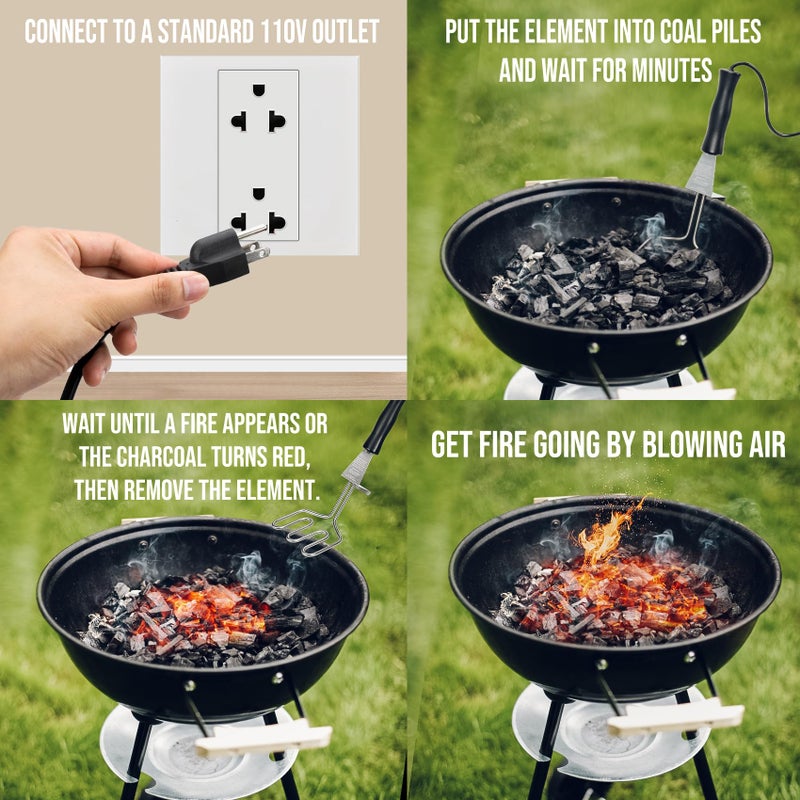 Skyflame Electric Charcoal Starter 600W – BBQ Grill Lighter for Outdoor Grill, Smoker and Fireplace, Fire Starter Tool Quickly & Easily Ignite Coals Briquettes - Image 5